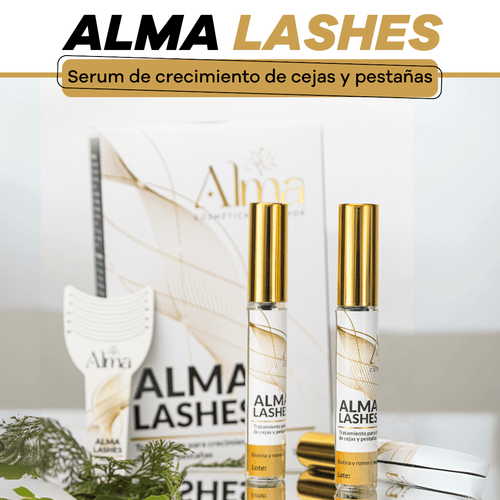 Set x2 Serum Crecimiento Cejas Pestañas Alma Lashes con aplicador y cajas.