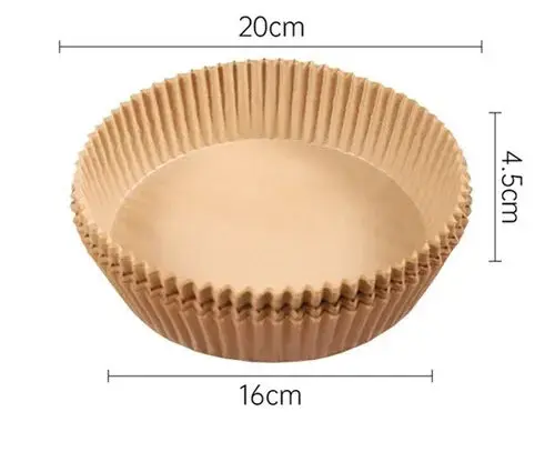Set x200 papel antiadherente para freidora de aire, redondo, 20cm de diámetro, 4.5cm de alto.