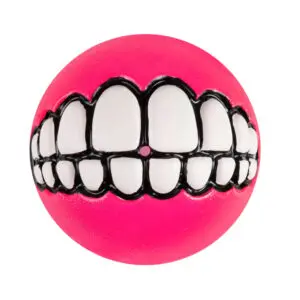 Pelota para perro rosa con forma de sonrisa, incluye sonido.