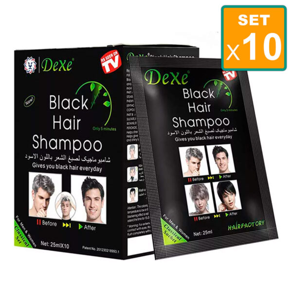 Set x10 Shampoo Black Hair Cubre Canas Sobres Tinte Negro - Imagen 11