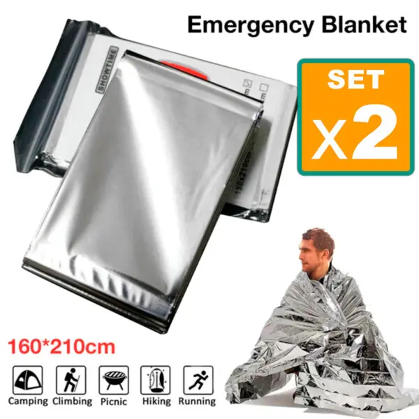 Set x2 Manta Térmica Para Emergencias Temperaturas Extremas