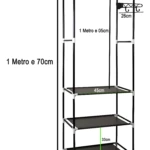 Closet sencillo de tela negro con medidas 170cm x 55cm x 45cm, ideal para ropa.