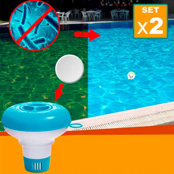 Set x2 Dispensador De Cloro Piscina Flotante Portable