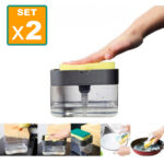 Set x2 Dispensador De Jabon Liquido Lavaplatos Con Esponja Cocina Color Transparente - Imagen 11