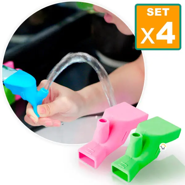 Set x4 Extensor De Grifo Silicona Portátil Extensión Alargador Niños