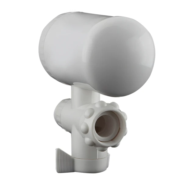 Filtro cerámico bio-energético purificador de agua con forma cilíndrica y detallado acabado blanco.