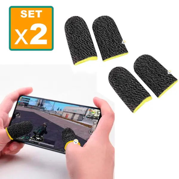 Set x2 Par de Guantes Fundas Gamer Para Dedo Celular Tablet