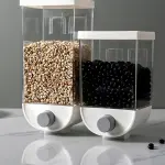 Dispensador de cereales y granos para pared, 1000ml, con knob gris, organiza tu cocina.