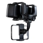 Soporte para móvil en espejo retrovisor de auto: visualización segura al conducir.