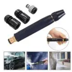 Boquilla para manguera de alta presión con accesorios, ideal para lavar autos y exteriores.