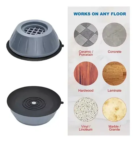Set x4 almohadillas antivibración para lavadora sobre piso de cerámica, madera y mármol.