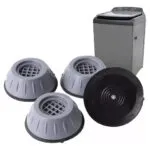Set x4 almohadillas antivibración grises y negras para base de lavadora, reduce ruido y vibración.