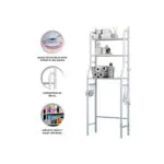 Organizador de baño metálico con 3 niveles, ideal para colgar toallas y almacenar artículos de tocador.