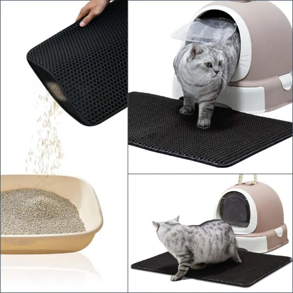 Tapete para arenero de gato que atrapa arena, ideal para mantener las patas limpias.