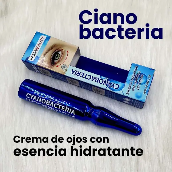 Contorno de ojos Hudabeauty Cyanobacteria, crema hidratante antiarrugas con aplicador.