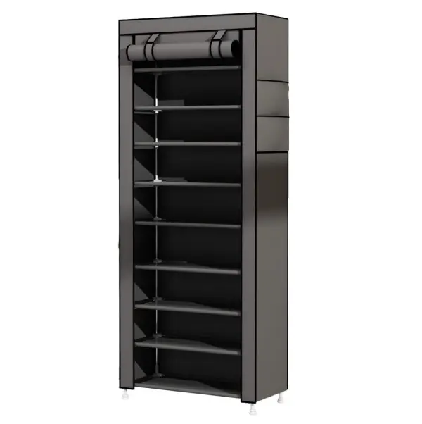Zapatera closet de 9 niveles armable, con puerta enrollable y estructura metálica.