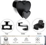 Set x12 ganchos corazón negros para colgar ropa, alta calidad, fácil de usar y multiusos.
