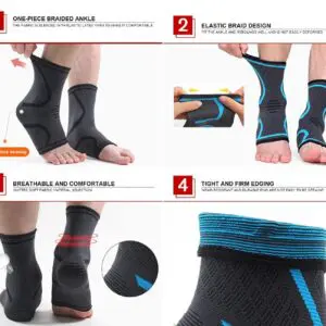 Tobilleras deportivas elásticas tipo media para soporte y comodidad en deportistas.
