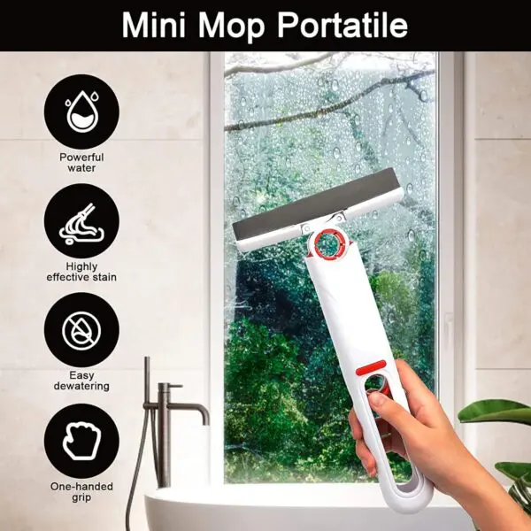 Mini trapeador de escritorio para limpieza de ventanas con diseño ergonómico.