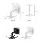 Set x4 ganchos giratorios de cocina blancos, con 6 brazos y medidas visibles.