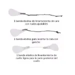 Cinta facial Secret Lift: elevación de rostro y cuello con bandas elásticas ajustables y ganchos.