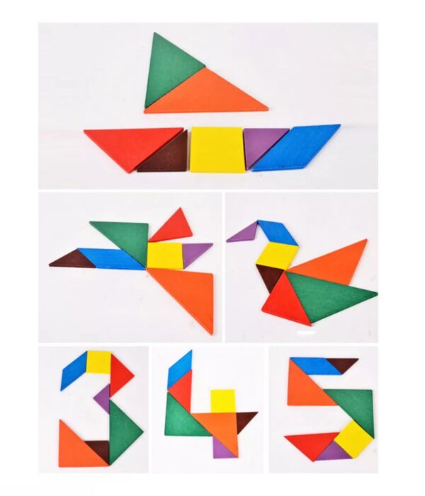 Set x2 Juego Tangram Didactico De Madera (14cm) - Imagen 7