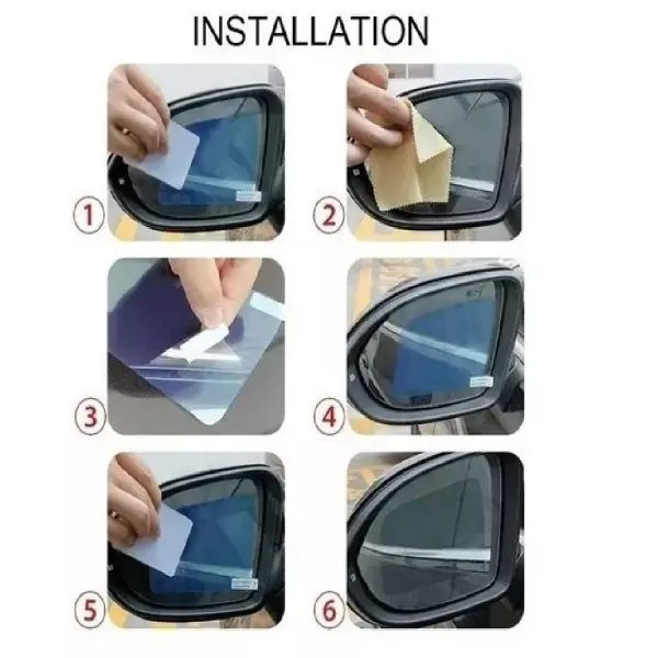 Set x4 películas antiempañantes para espejos retrovisores de coche, fácil instalación.