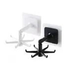 Set x4 ganchos giratorios blancos y negros para cocina, con adhesivo.