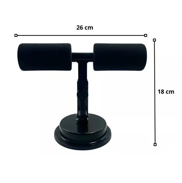 Soporte de base para abdominales negro con medidas de 26 cm de largo y 18 cm de alto.