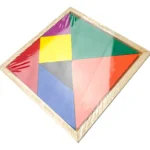 Set x2 Tangram didáctico de madera colorido en base cuadrada, ideal para niños.