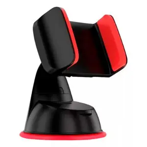 Soporte para carro negro y rojo, universal, con ventosa y rotación 360° para teléfono móvil.