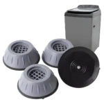 Set x4 almohadillas antivibración para base de lavadora, gris y negra.