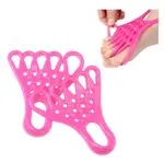 Banda elástica rosa para ejercitar pies y dedos, con separadores individuales.