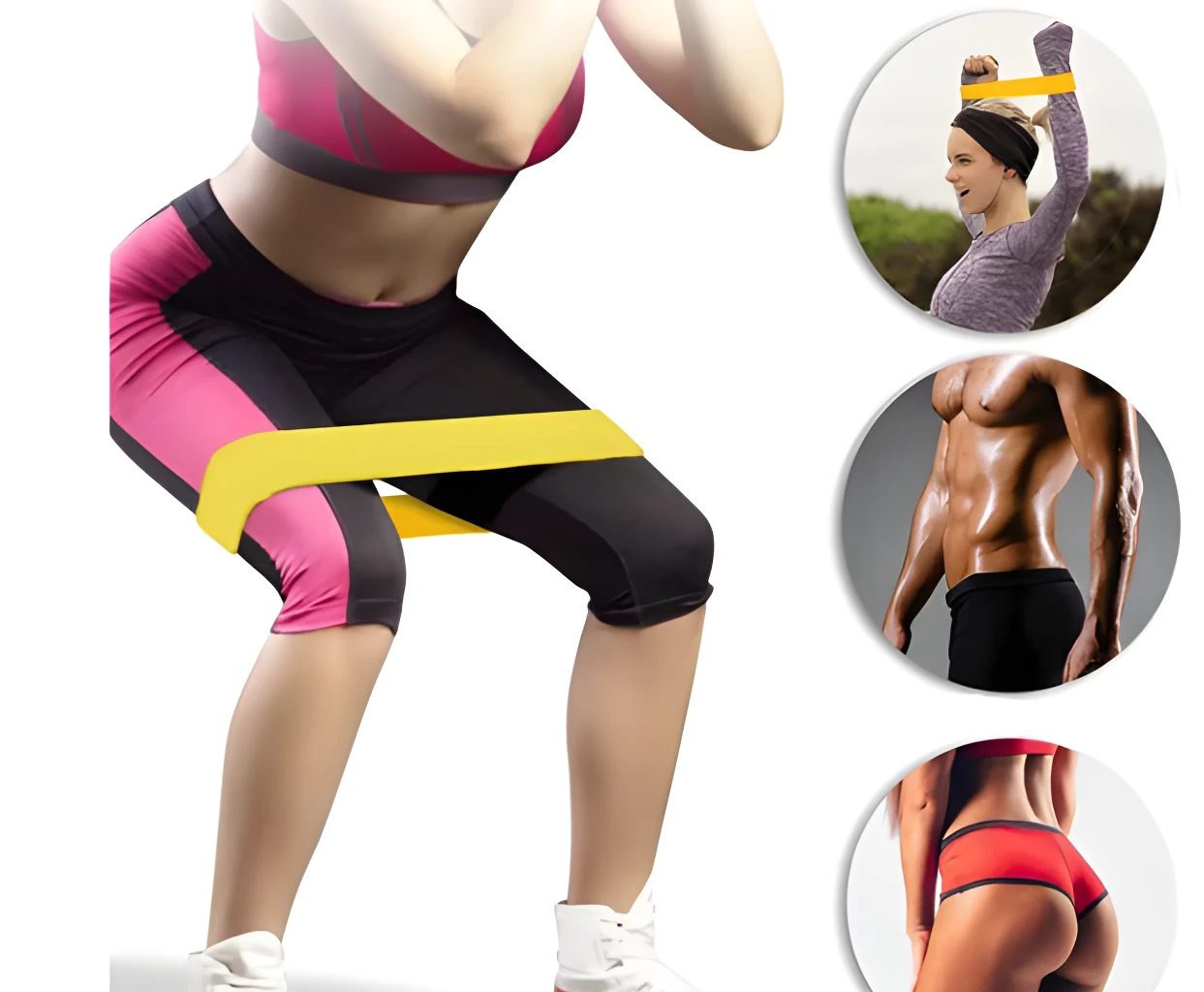 Bandas elásticas para glúteos y piernas en ejercicios, set x2.