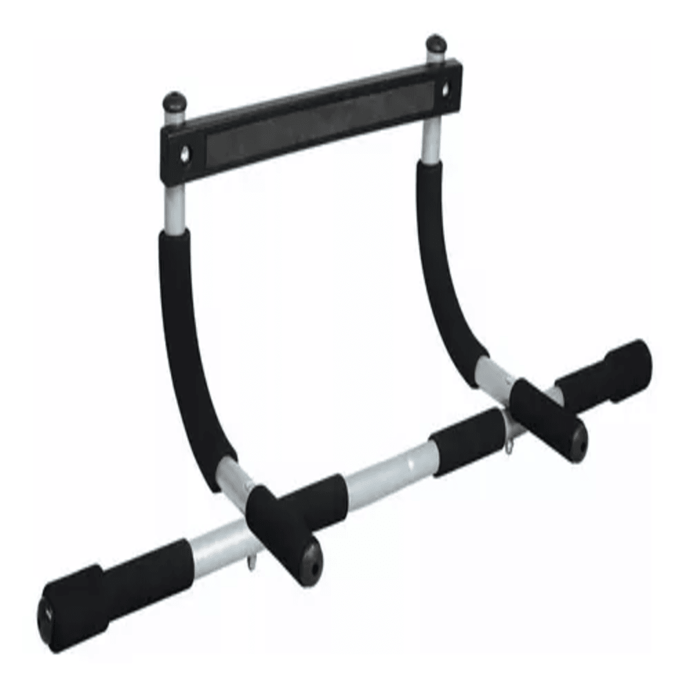 Barra para abdominales de marco de puerta con agarres acolchados para entrenamiento en casa.