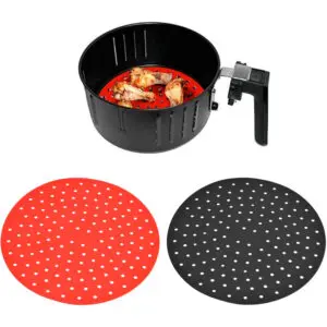 Set de 2 bases de silicona para freidora de aire, rojas y negras, de 20 cm.