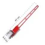 Cepillo de baño rojo doble 360, 47 cm largo, 6.5 cm ancho, ideal para limpieza profunda.