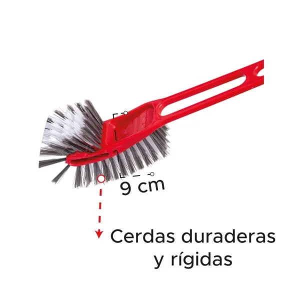 Cepillo doble 360 para baños con cerdas duraderas y rígidas de 9 cm.