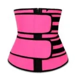 Cinturilla Training Corset Neopreno Faja Moldeadora Gym, fucsia, con velcros y zipper.