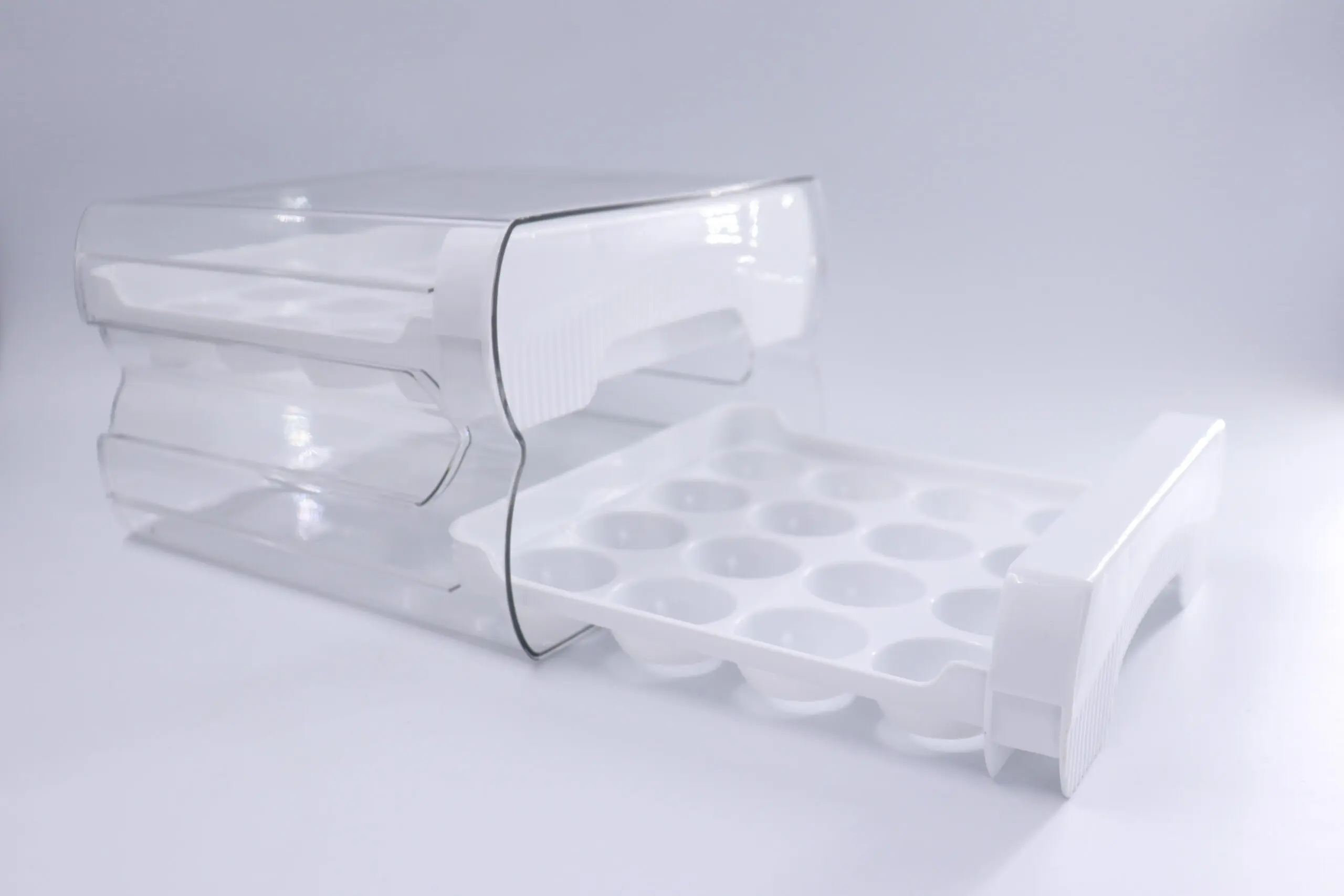 Contenedor de huevos apilable y extensible, con bandeja de 18 cavidades, para nevera.