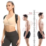 Corrector de postura que mejora la espalda superior, mostrando corrección de la cifosis y aumento de estatura.