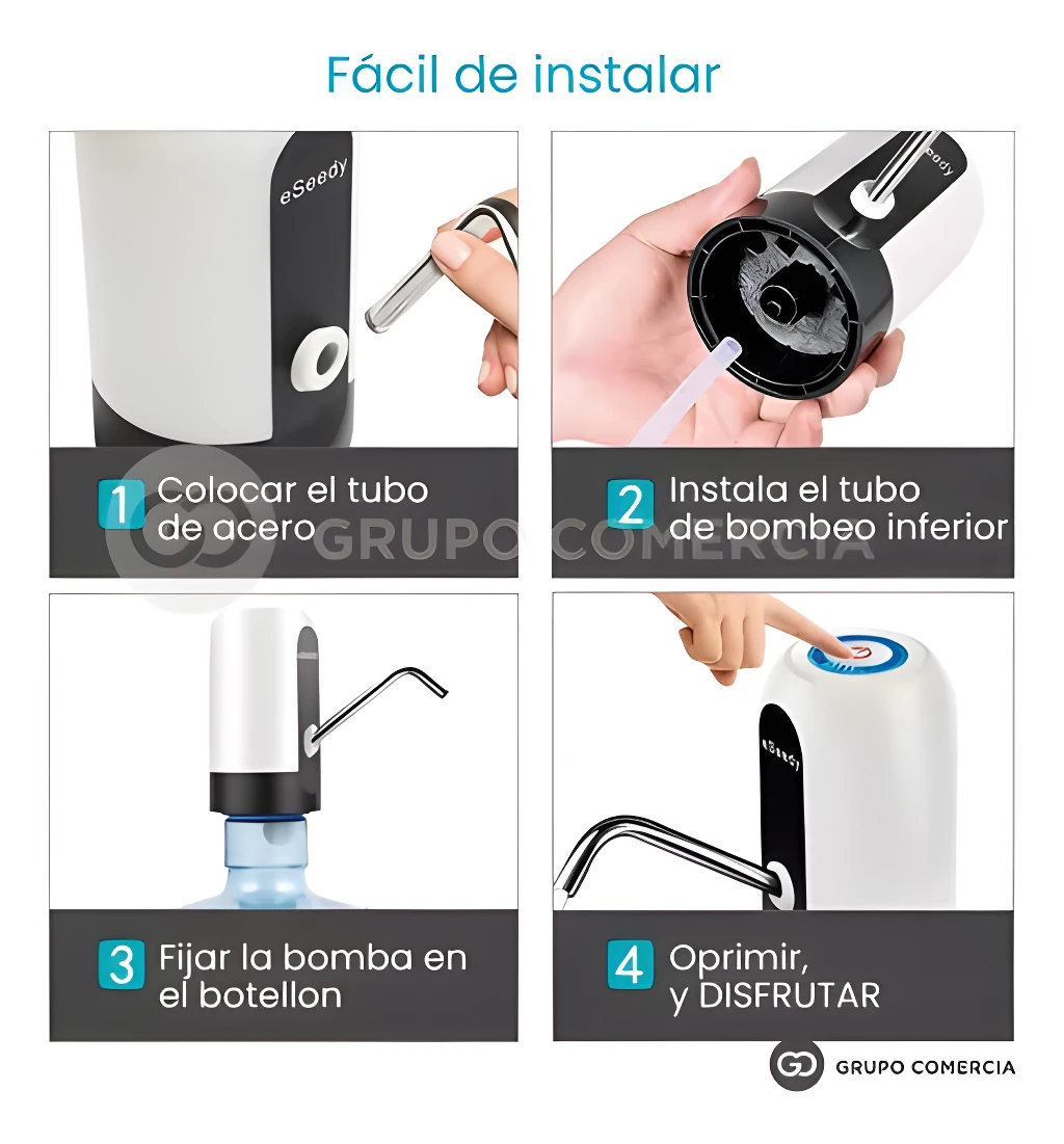 Dispensador automático de agua recargable eSeedy: instalación en 4 pasos para tu botellón.