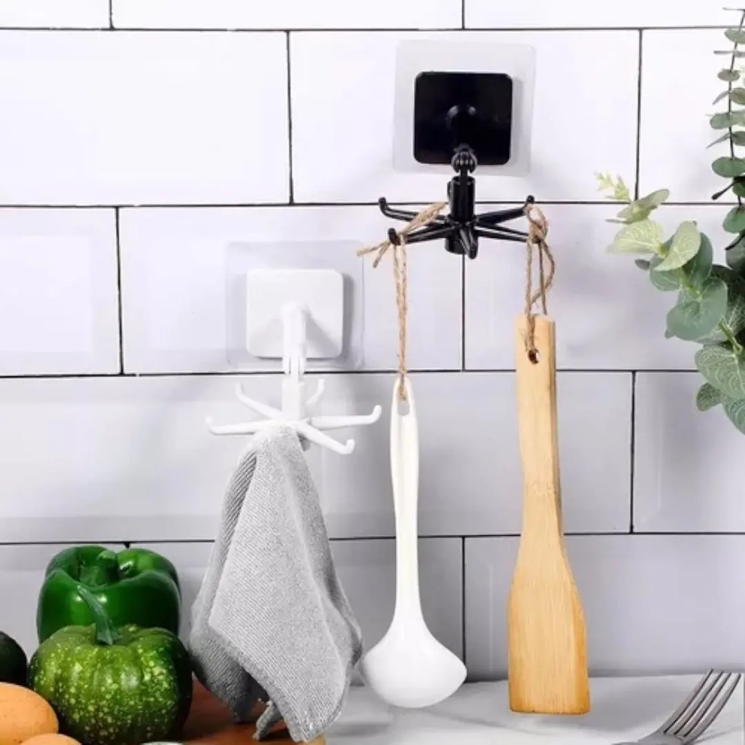 Set x4 ganchos giratorios para cocina: organiza tus utensilios de forma práctica.
