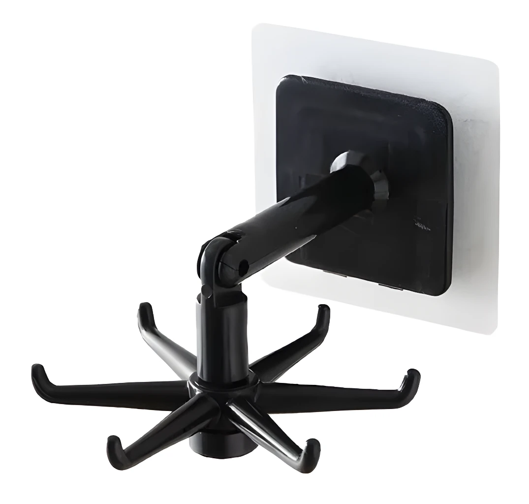 Set x4 gancho giratorio negro para cocina con adhesivo.