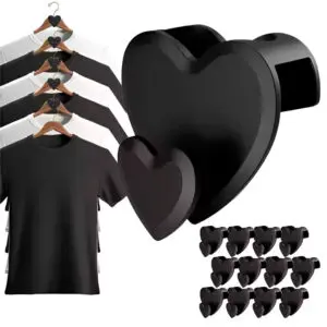 Set x12 Ganchos Conectores para Colgar Ropa en Diseño de Corazón Negro