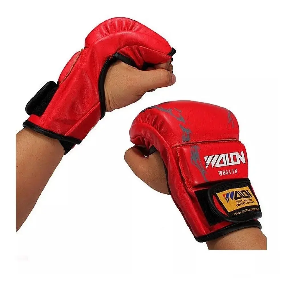 Guantes profesionales de kick boxing Waldon en rojo, para artes marciales mixtas.