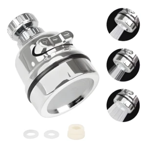 Grifo ahorrador giratorio 360° lavaplatos, cromo brillante con chorro ajustable.