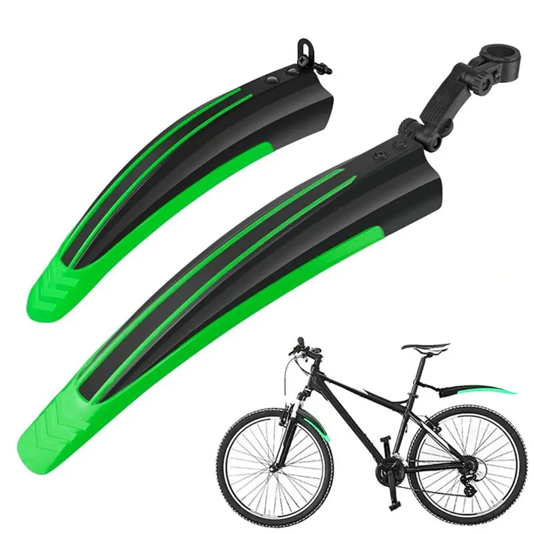 Guardabarros de bicicleta negros y verdes para rueda delantera y trasera, ideal para MTB.