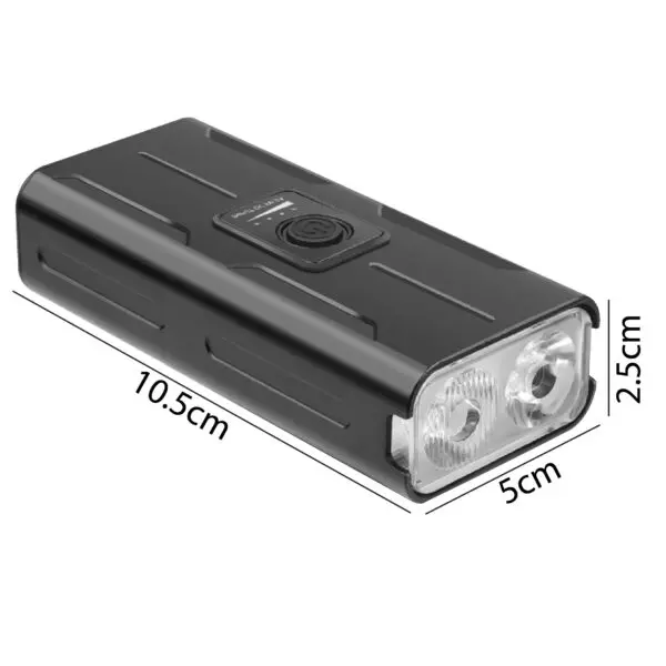 Linterna LED recargable para bicicleta, 6 modos de luz, 10.5cm x 5cm x 2.5cm