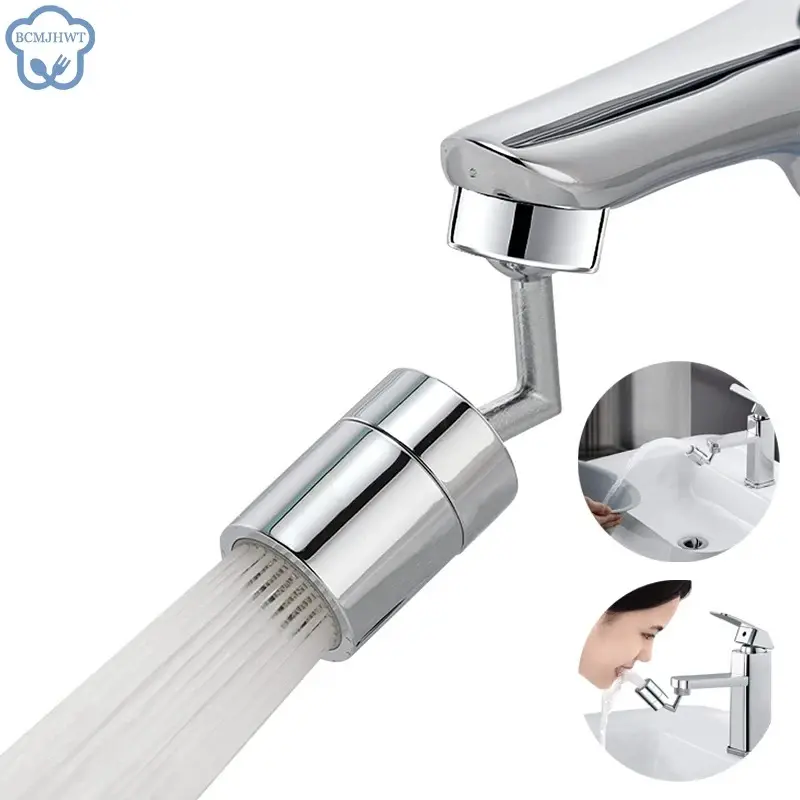 Grifo ahorrador de agua giratorio multifuncional con chorro de agua pulverizado.